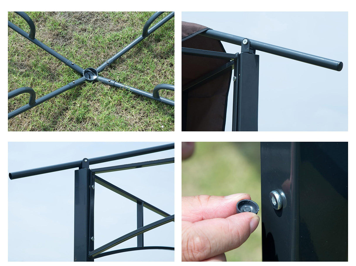 Outdoor Grill Gazebo BBQ Canopy for Outdoor Barbeque Shelter Girll Canopy Grill Gazebo Hardtop (L96 x W60 x H101 Inch) Black Grezone