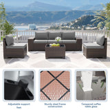 Kurapika 10 Pieces Patio Furniture Set, Rattan Wicker Outdoor Conversation Sets w/43in Propane Fire Pit Table, Swivel Rocking Chairs Patio Sectional Sofa w/4 Inch Cushion, Grey Kurapika