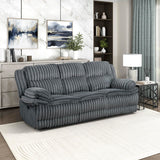 Lexicon Manual Double Reclining Sofa, Corduroy Manual Wall Hugger Recliner Couch, Pillow Top Arms, Plush Foam Cushions Over Pocket Coils, Cozy Reclining Sofa for Living Room, Dark Gray Lexicon