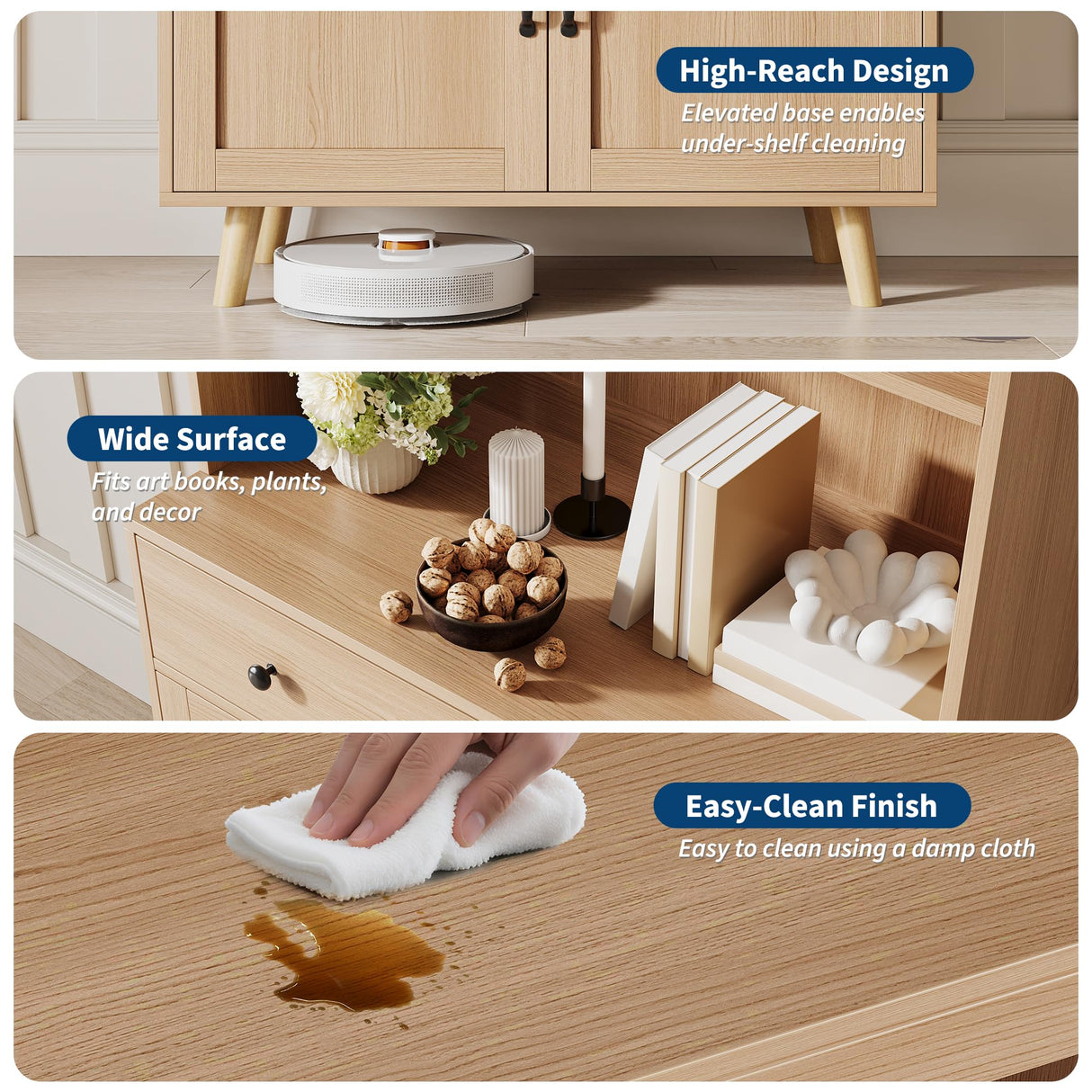 GarveeHome Tall Bookshelf with Storage Cabinet, 72.4" Wood Bookcase with Doors, Drawer & Open Shelves, Freestanding Display Bookshelves for Home Office, Living Room, Bedroom, Kitchen GarveeHome