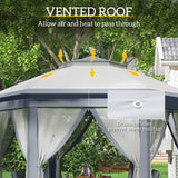 Outsunny 13' x 13' Pop Up Gazebo, Hexagonal Canopy Shelter with 6 Zippered Mesh Netting, Event Tent with Strong Steel Frame for Patio Backyard Garden Wedding Party, Gray Outsunny