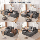 Mangodan Cloud Sectional Couch, Boneless Sofa for Living Room, Modular Sectional Sofa with Deep Seat, Fluffy Comfy Couch with L-Shaped Chaise, No Assembly Required, Dark Grey Mangodan