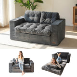 MAXYOYO Convertible Sofa Bed, Pull Out Loveseat Sleeper Sofa, 2 in 1 Folding Couch Bed, Fold Out Floor Couch with Pillows for Living Room Bedroom Lounge, Dark Grey MAXYOYO