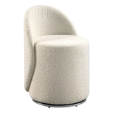 OSP Home Furnishings Lystra Swivel Barrel Vanity Chair with Textured Boucle Fabric, Cream OSP Home Furnishings