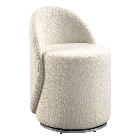 OSP Home Furnishings Lystra Swivel Barrel Vanity Chair with Textured Boucle Fabric, Cream OSP Home Furnishings