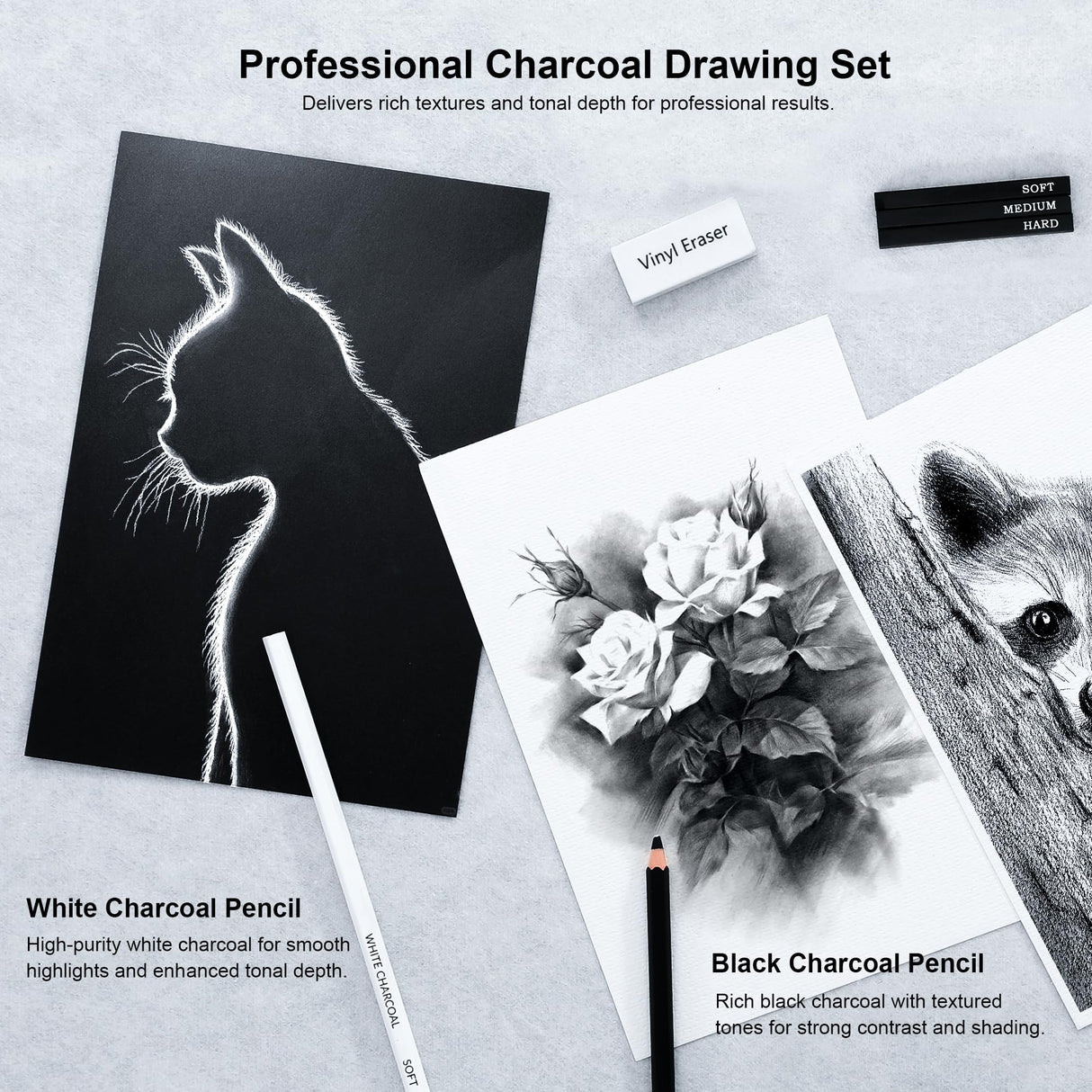 Kird Barken 33 Piece Sketching Pencil Set - 5H to 14B Pencils, Charcoal Pencils, Charcoal Sticks,Graphite Sticks,Painting tools – drawing pencil set for Beginners, Artists, Students, Kids Kird Barken