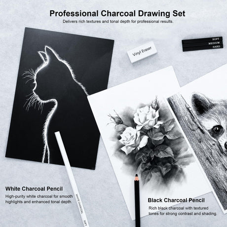 Kird Barken 33 Piece Sketching Pencil Set - 5H to 14B Pencils, Charcoal Pencils, Charcoal Sticks,Graphite Sticks,Painting tools – drawing pencil set for Beginners, Artists, Students, Kids Kird Barken