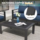 Amopatio Aluminum Patio Furniture Set, 10 Pieces Modern Patio Conversation Sets, Outdoor Sectional Metal Sofa with Coffee Table for Balcony, Garden, Dark Grey&Blue (Included Waterproof Covers) Amopatio
