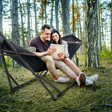 Tranquillo Hammock Stand 600 lbs Capacity, Instant 20s Foldable, 3-Year Warranty Hammock with Stand, 2 Person Camping Revolutionary Portable No Screws, Premium Hammocks, Black Tranquillo