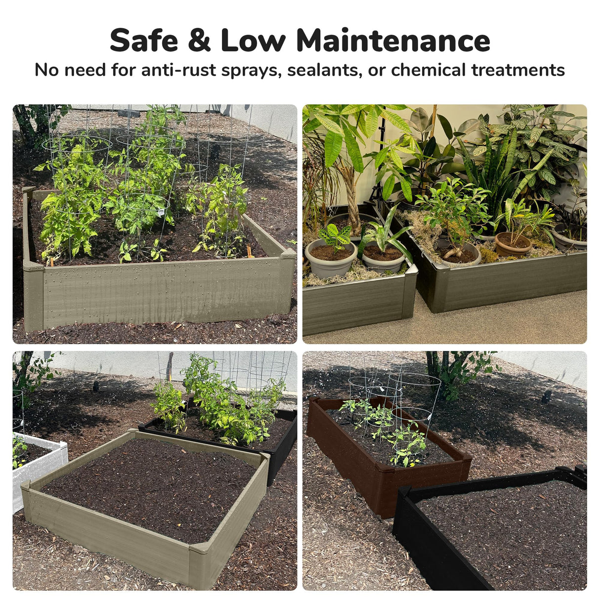 One Sweet Earth Raised Garden Bed - 4x4 ft Planter Box - Weathered Wood HDPE - No Tools Needed - DIY Kit for Urban Gardening, Flowers, Herbs & Vegetables - Made in The USA One Sweet Earth