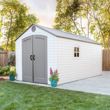 Lifetime 60075 8 x 15 Ft. Outdoor Storage Shed, Desert Sand - WoodArtSupply