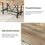 LITTLE TREE 63-Inch Industrial Bar Table with Metal Footrest, Counter Height Pub Table for Kitchen, Home Bar & Entertaining (Rustic Gray) LITTLE TREE