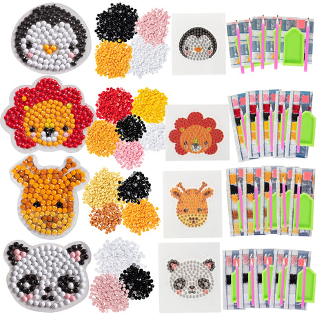 SCS Direct Kid's Birthday Party Diamond Gem Painting Craft Favor Kits -Zoo Buddies- 20 Individually Packaged, All-in-One Packs for Boys & Girls -Fun & Unique Gem Classroom Art Project Activity Gift SCS Direct