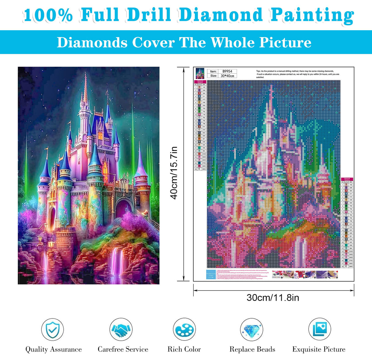 Meothan 5D Diamond Painting Kits for Adults, DIY Castle Diamond Art Painting Kits for Beginner, Full Drill Gem Art Painting Crafts for Home Wall Decor Gift 12‘’x16‘’ Meothan