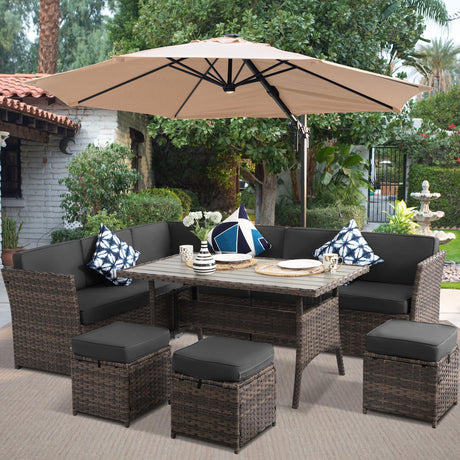 KIGOTY Patio Set 7-Piece Outdoor Dining Set,Patio Table and Chairs Set with Soft Cushions Lawn Furniture for Deck,Backyard, Garden (BR-Grey) KIGOTY