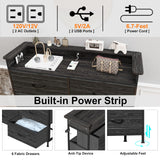 Welfuturer Black Dresser for Bedroom with LED Light & Charging Station Dresser with 6 Drawers Storage Tower for Closet Living Room Hallway Entryway Sturdy Steel Frame Double Wooden Tabletop Welfuturer