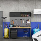 Fesbos Metal Storage Cabinet Black Wall Cabinets with Locking Door - Wall Mounted Storage Cabinet for Garage Warehouse Home Office - Assembly Required Fesbos