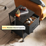 DEVAISE 2 Drawer Mobile File Cabinet, Rolling Printer Stand, Fabric Vertical Filing Cabinet fits A4 or Letter Size for Home Office, Black DEVAISE