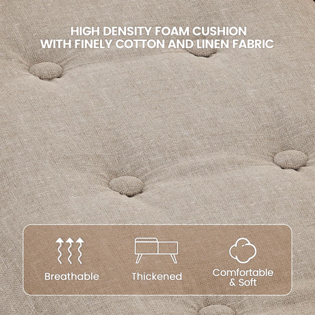 VOPEAK Storage Ottoman Coffee Table with Lift Top, Modern Square Coffee Table with Hidden Storage, Cotton and Linen Fabric Upholstered Ottomans, Cocktail Footrest Ottoman for Living Room, Walnut Brown VOPEAK