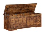 VANKILEY 51.2"Storage chest extra large,storage bench with 2 safety hinges,Shoe Bench,51.2*15.7*19.1inches,wooden trunk for bedroom,livingroom,entryway,Supports 220 lb,Easy Assembly(Rustic brown) VANKILEY
