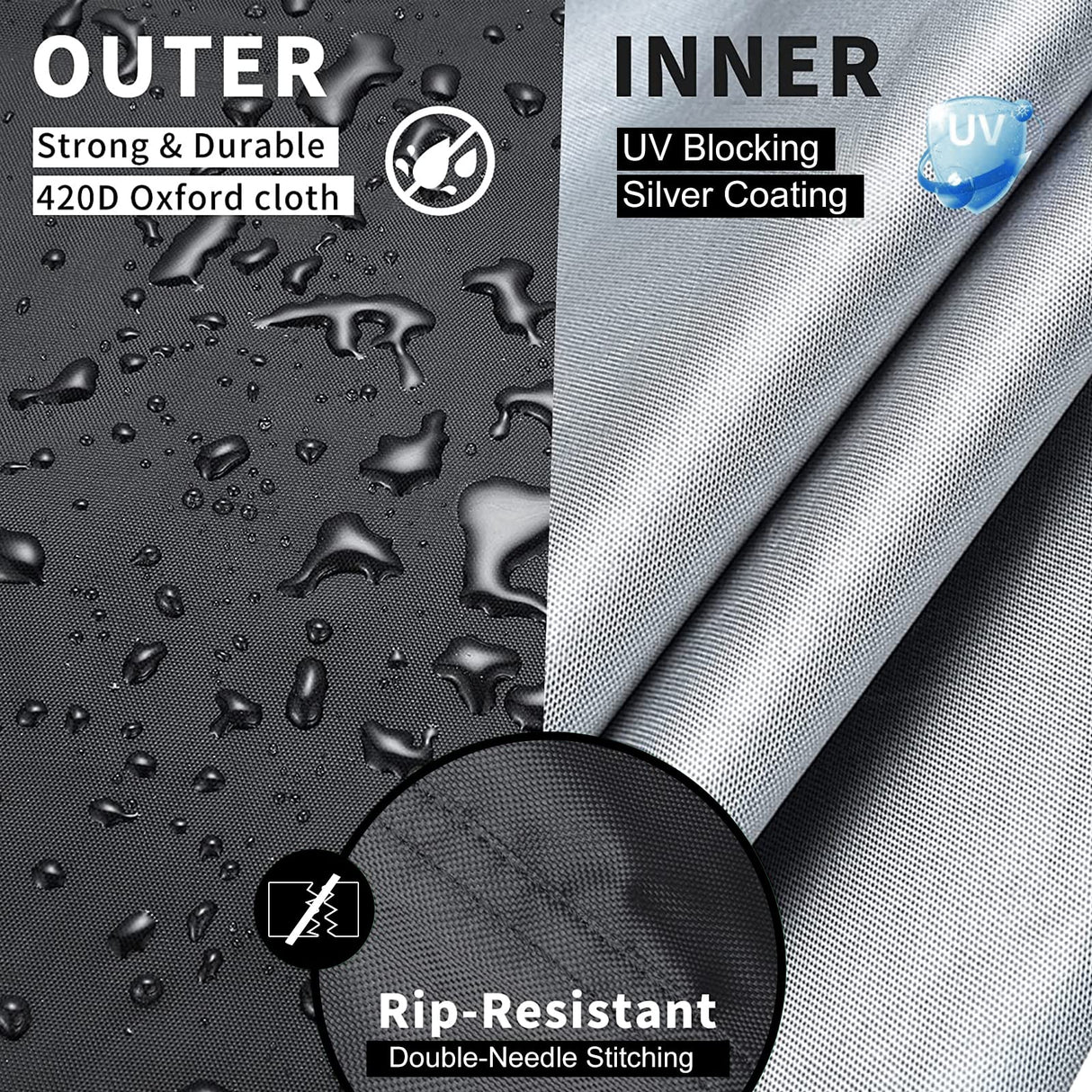 Patio Furniture Covers Waterproof, Outdoor Furniture Covers Rip-proof for Patio Furniture Set Table and Chairs, Windproof UV and Fade Resistant Outdoor Sectional Cover 74"L X 47"W X 28"H Lipneaed