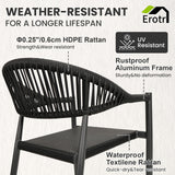 Erotr 8 Pcs Stackable Dining Chairs, Aluminum Rattan Outdoor Dining Chair with Arms, Woven Rope Patio Armchair Metal No Assembly for Bistro Garden Balcony Porch Deck Yard Cafe Restaurant, Black Erotr