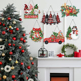 6 Pcs Christmas Diamond Art Kits - Diamond Art Christmas Ornaments, 5D DIY Christmas Diamond Painting Hanging kit Acrylic Snowman Gnome Wreath Truck Diamond Art for Wall Window Family Xmas Tree Decor JOPHMO