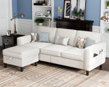 Sectional Sofas Couches for Living Room Convertible 3-Seater 78" L Shaped Couch for Small Spaces, Beige Pet-Friendly Modern Linen Fabric Sofa & Washable Covers Ideal for Apartments Studios Dorms Woyomeub