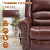Power Lift Recliner Chair for Elderly, Dual Motor Massage Recliner with Lumbar Heat, Heavy Duty Motion Mechanism Lift Chair with Charge Ports, Genuine Leather - Red Luxlen