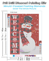 Winter Diamond Painting Kits for Adults, Welcome Snowman Diamond Art Kits for Beginners, DIY Full Drill Round Christmas 5D Paint with Diamonds Kit Gem Art, Christmas Home Wall Decor 12 x 16 Inch KINPLUB