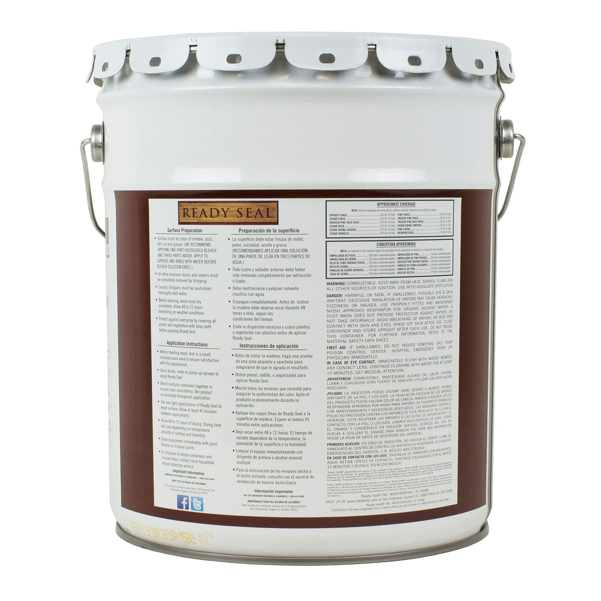 Ready Seal 505 Exterior Stain and Sealer for Wood, 5-Gallon, Light Oak Ready Seal