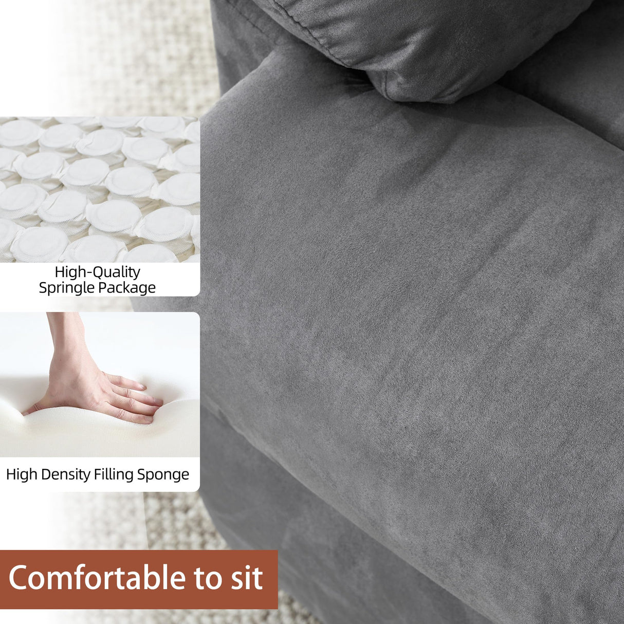 Ketaiyou Rocker Recliner Chair, Overstuffed Large Manual Rocking Recliner for Adults, Upholstered Comfy Soft Fabric Living Room Reclining Sofa Chair(Gray) Ketaiyou