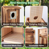 2 Pack Bird Houses for Outside with Metal Predator Guard for Bluebird Wren Swallow Finch, Carbonized Wooden Nesting Boxes for Outdoor, Sturdy Bird House,Easy to Clean UUMENHA