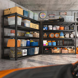 REIBII 48.2" W Garage Shelving 3000LBS Storage Shelves Heavy Duty Shelving Unit Adjustable Metal Shelves for Storage Rack 5 Tier Garage Storage Shelves Industrial Shelf Utility Rack, 2 Pack REIBII