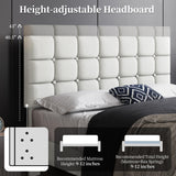 Yaheetech Upholstered Bed Frame, Modern Queen Bed Platform with Square Stitched&Button Tufting Headboard Height Adjustable, Wooden Slats Support, No Box Spring Needed, Queen Size, Beige Yaheetech