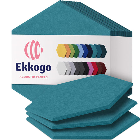Ekkogo Acoustic Panels 12-Pack Soundproof Wall Panels 12"X10.4"X0.4" Sound Panels High Density Sound Dampening Panels - [Light Turquoise Hexagon] Ekkogo