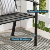 VOXBIN Outdoor Bench, 50 inches Metal Garden Bench, Cast Iron Steel Frame Patio Chairs w/Oval Pattern Backrest for Park, Yard, Porch, Lawn, Balcony, Backyard, Black VOXBIN