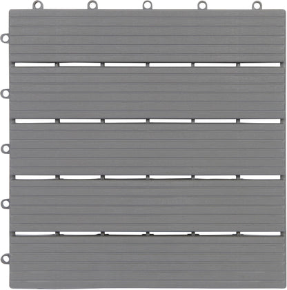 Interlocking Deck Tiles Pack - Snap Together Plastic Flooring | 12 x 12 Plastic Outdoor Flooring for Patio | Click Floor Decking Tile Outdoors Balcony Flooring, Wooden Parquet Flooring (8) - WoodArtSupply