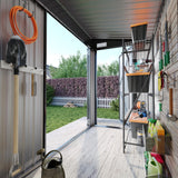 Aoxun 4' x 8' Shed Outdoor Storage Shed with Triple Lockable Door Metal Storage Cabinet with Slopping Roof for Tools Bicycles Storage for Garden, Patio, Courtyard Aoxun