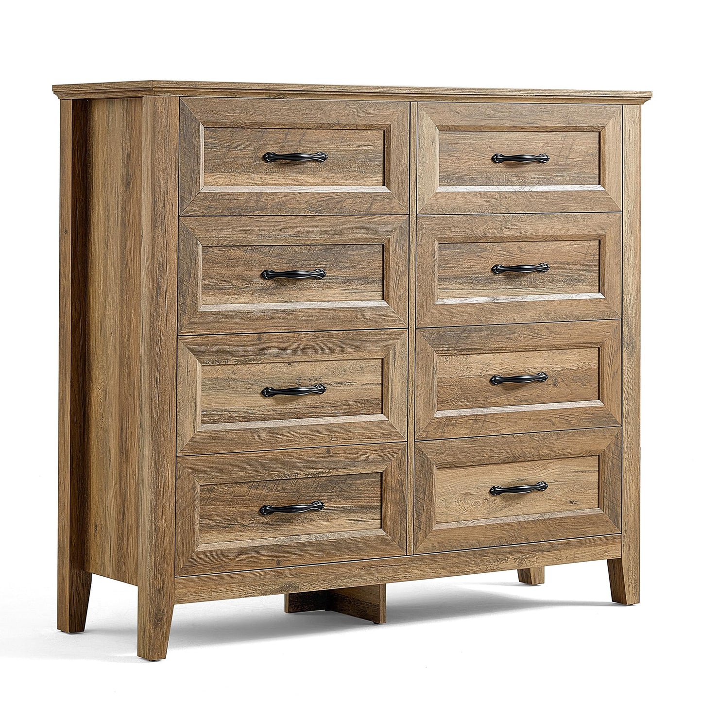 LINSY Dresser for Bedroom, 8 Drawers Bedroom Dresser Wood for Nursery, Tall Chest of Drawers, Wide Farmhouse Wood Dresser for Bedroom, Hallway, Closet, Living Room, Brown - WoodArtSupply