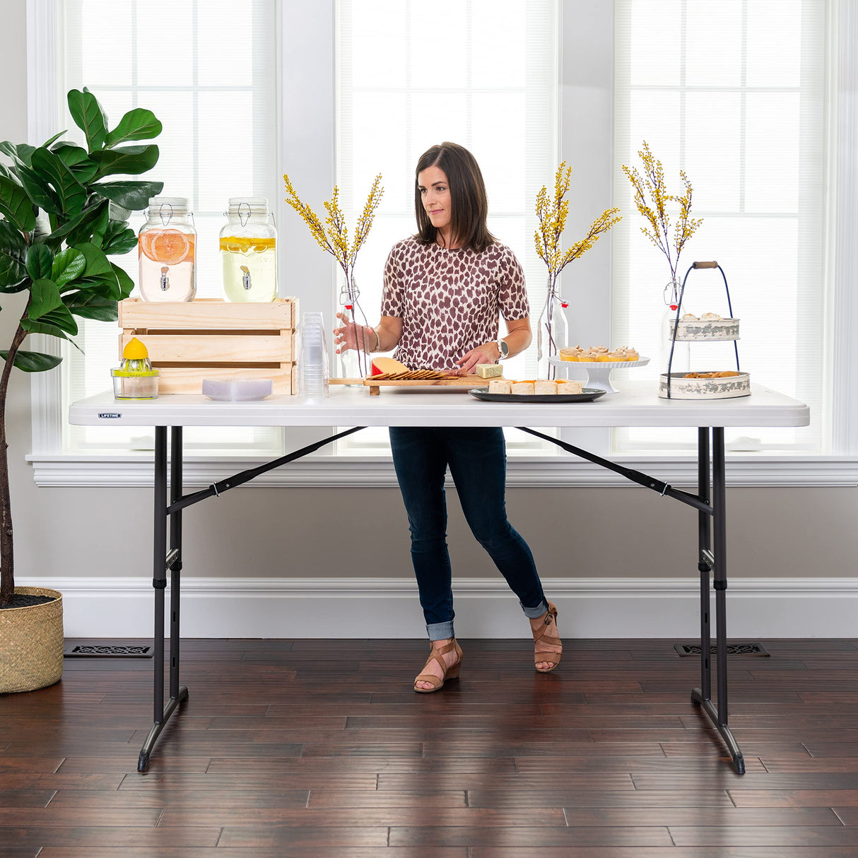 Lifetime 6-Foot Adjustable Height Nesting Table, Commercial, Almond Lifetime