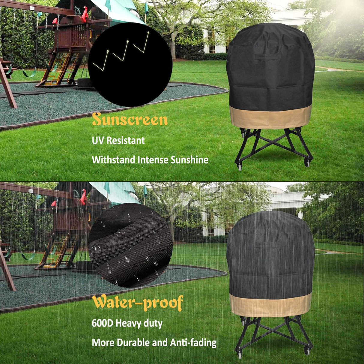 Onlyfire Kamado Grill Cover Fits for Large Big Green Egg,Kamado Joe Classic,Large Grill Dome,Louisiana K22, and Others, 30" Dia X 24" H onlyfire
