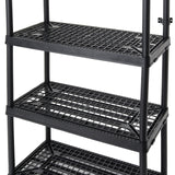 Gracious Living 4 Shelf Fixed Height Ventilated Heavy Duty Storage Unit 18 x 36 x 54.5" Organizer System for Home, Garage, Basement, & Laundry, Black Gracious Living
