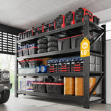 Fesbos 5000LBS Metal Steel Storage Shelves - 60" W Black 4 Tier Heavy Duty Rack Commercial Industrial Shelving with Adjustable Shelf for Basement Garage Warehouse - 60" W x 24" D x 70" H Fesbos