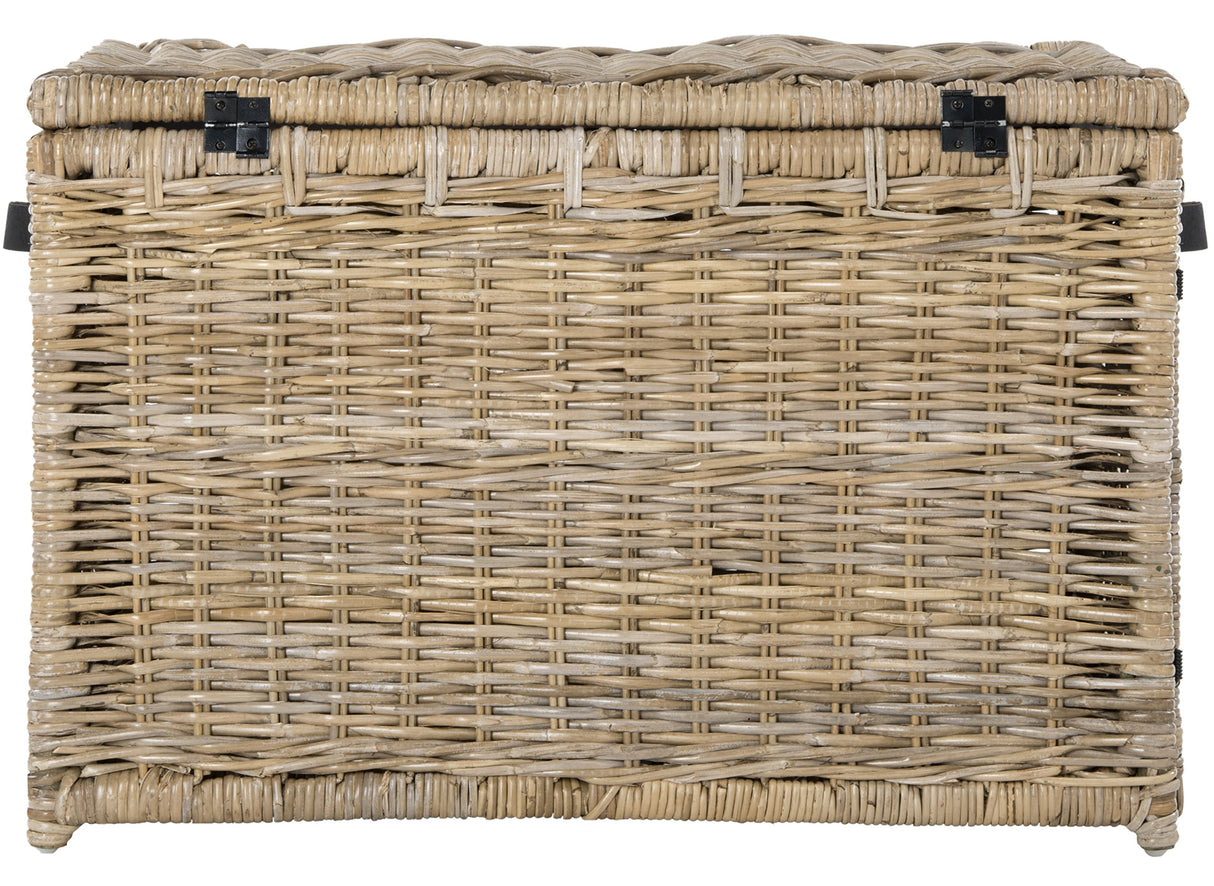 happimess HPM9004B Michael 35" Wicker Storage Trunk, Collapsible for flat storage, Rattan-Kubusoft Gray, Coastal for Office, Dorm Room-LivingRoom, Bedroom, Dining Room, Natural happimess