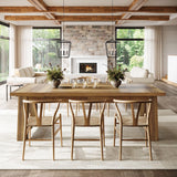 Tribesigns 70.5'' Long Dining Table for 6-8, Farmhouse Wooden Kitchen Table with Sturdy Legs, Large Rectangle Dinner Furniture for Home, Dining Room, Brown Tribesigns