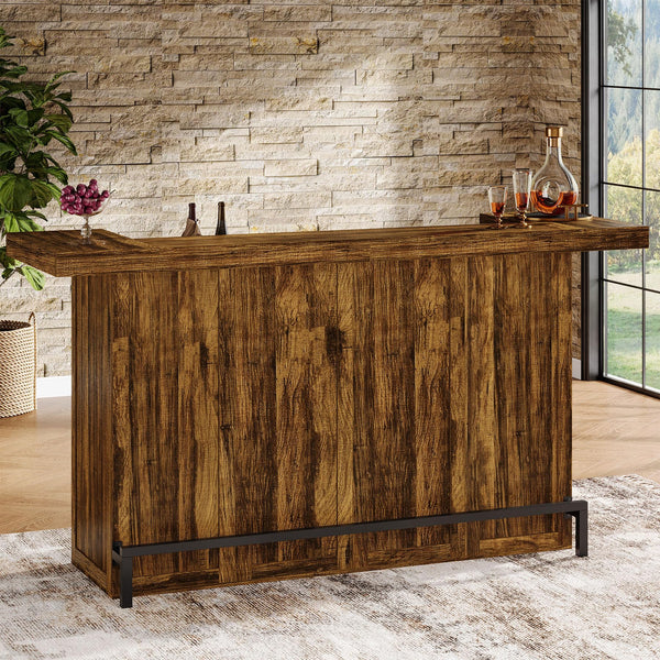 Tribesigns 4-Tier Bar Table, 70.9-Inch Large Wood Home Bar Unit with W ...