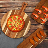 Uiifan 3 Pcs Acacia Wood Cutting Board with Handle Wooden Chopping Board Charcuterie Boards Assorted Size Serving Board Butcher Block Serving Tray for Cheese Pizza, 16 x 12 In, 17 x 7 In, 16 x 4.7 in Uiifan