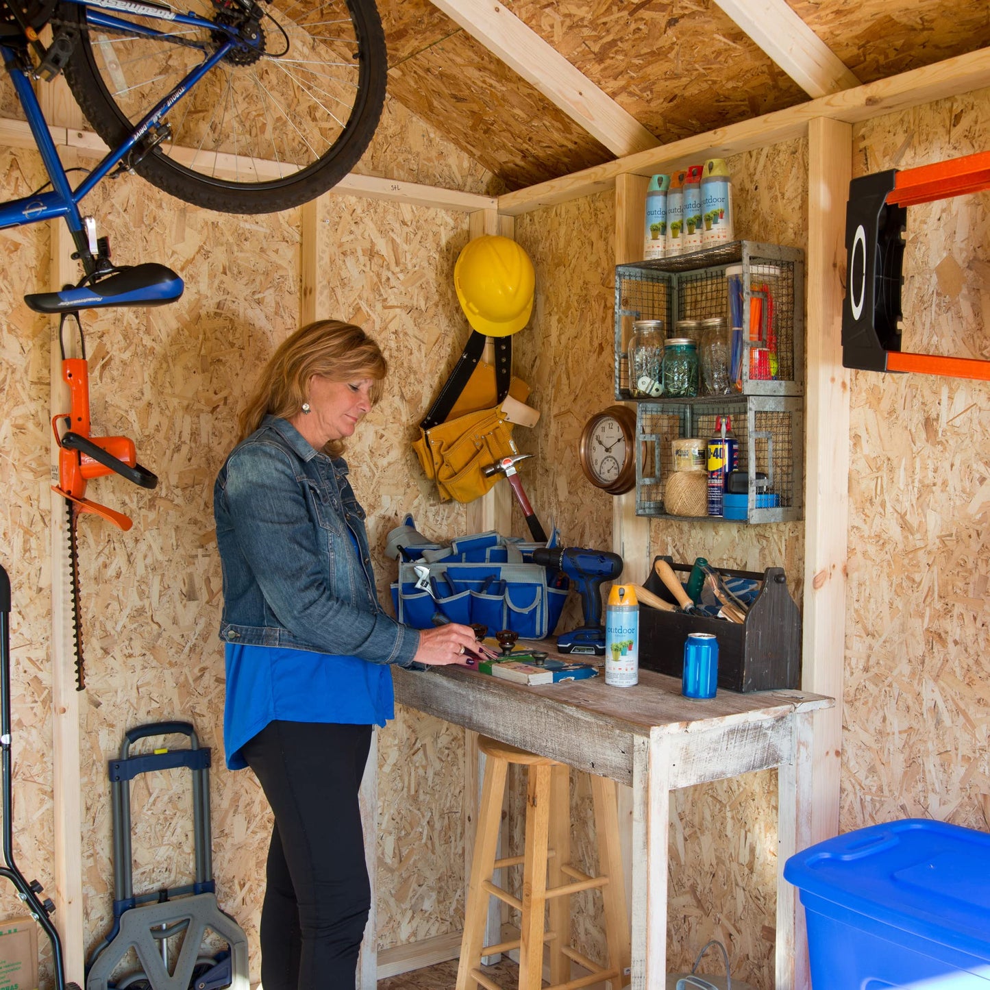 Handy Home Products Beachwood 8x12 Do-it-Yourself Wooden Storage Shed with Floor Tan - WoodArtSupply