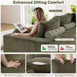 WESTSETLUX 108” Cloud Sectional Sofa Couch with High-Seat, Corduroy Modular Sofa with Oversized Chaise, High-Back Modern L-Shaped Couches for Living Room, No Assembly Required (Green) WESTSETLUX